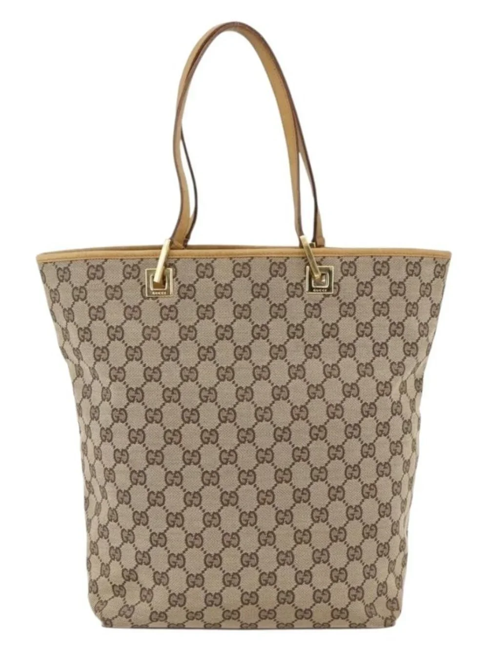GUCCI GG Canvas Tote Bag Beige Gold 002 1098 2404 Auth ka2901